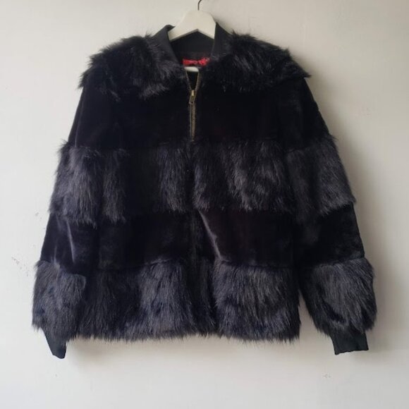 NWT n:philanthropy Faux Fur Harlan Jacket in Black Cat - Picture 5 of 11